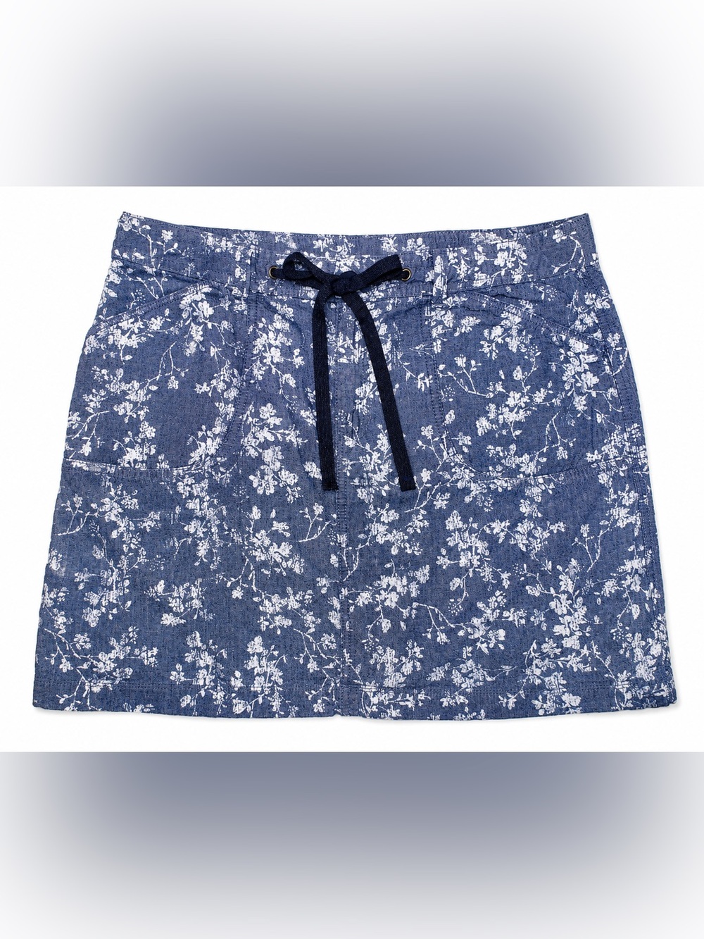 White Stag Navy Blue Floral Drawstring Bermudas